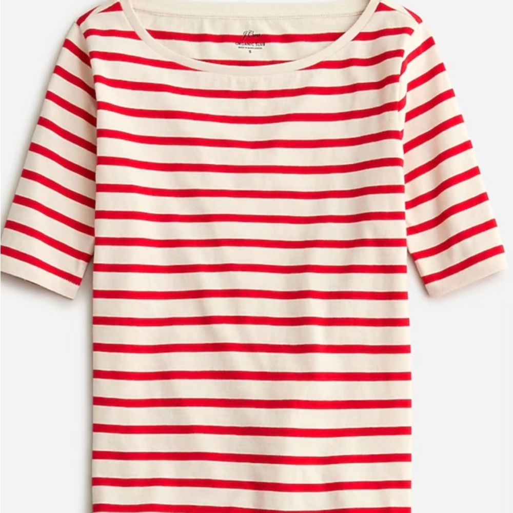 J. Crew Red and White Striped Short Sleeve Tee
